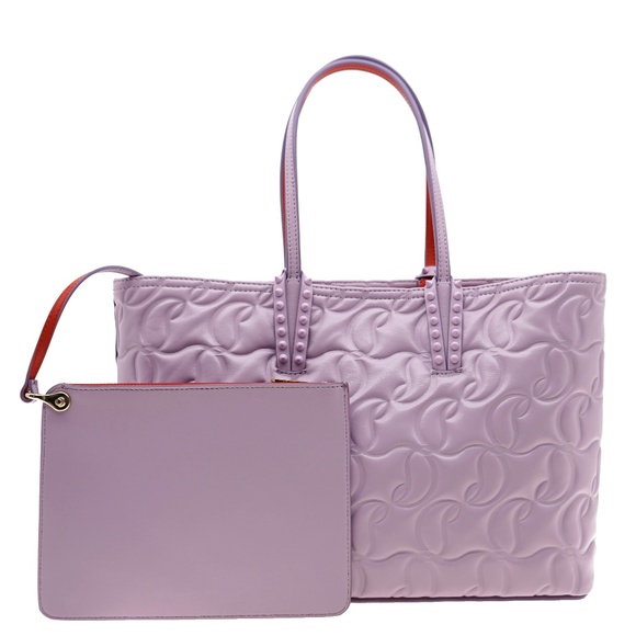 Christian Louboutin Cabata Tote Embossed Nappa Leather Purple New - Picture 1 of 10